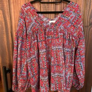 BUCKETLIST Floral Blouse - Red and Blue